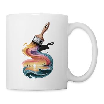 Plage d’été Coucher de soleil Vagues Effleurent la mer - Mug blanc - blanc - Droite