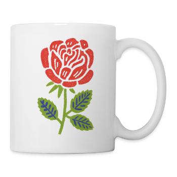 Red Rose Graphic with Leaves - Mug - white - Right