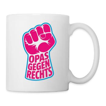 Antifaschistische Opas gegen Rechts - Antifa Logo - Tasse - Weiß - Rechts