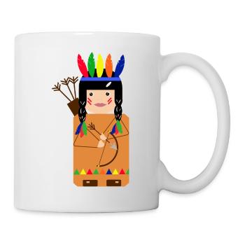 Kleiner indianischer gefiederter Krieger - Tasse - Weiß - Rechts