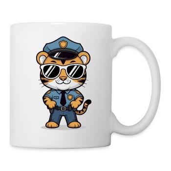 Tiger Polizist Sonnenbrille - Tasse - Weiß - Rechts