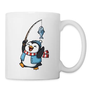Cute Penguin Cartoon Angler Fishing Fishing - Mug - white - Right