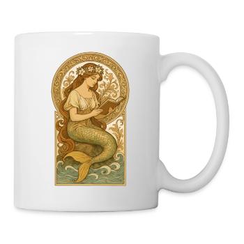 Meerjungfrau Nixe Lesen Buch Bücher Geschenk - Tasse - Weiß - Rechts