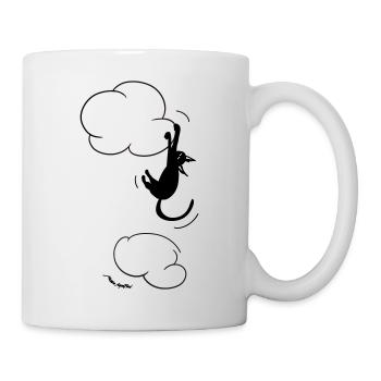 Chat noir suspendu à un nuage. - Mug blanc - blanc - Droite