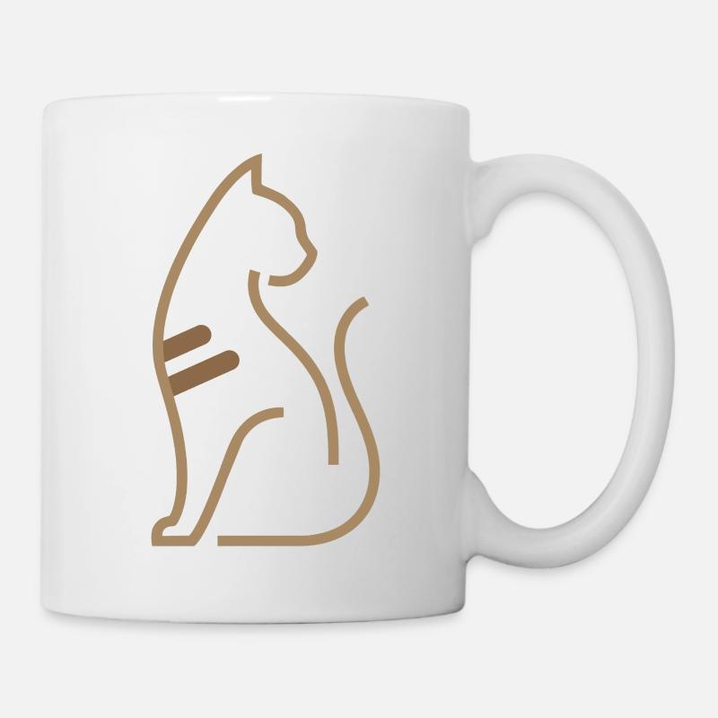 Motif abstrait de chat – Art lineal intemporel - Mug blanc - blanc