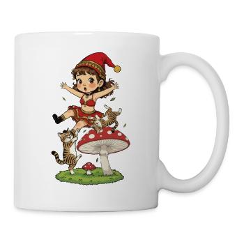 La fille lutin tombe à cause du champignon - Mug blanc - blanc - Droite