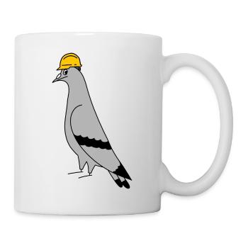 Pigeon Construction Helmet – Minimal Illustration - Mug - white - Right
