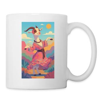 Des lamas colorés dansent dans un paysage pastel - Mug blanc - blanc - Droite