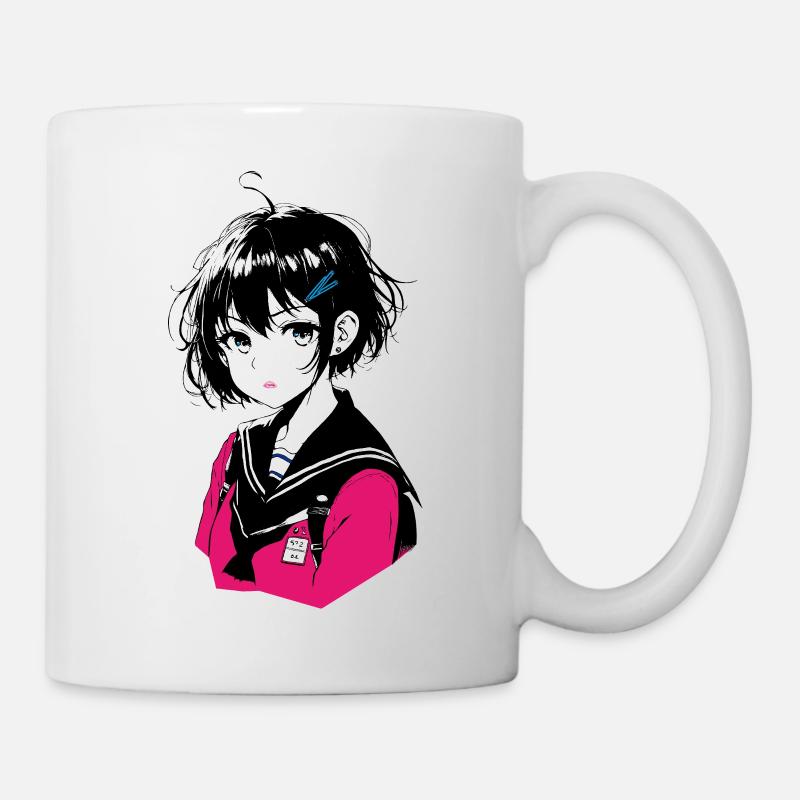 Uniforme de marin rose de la Manga Girl - Mug blanc - blanc
