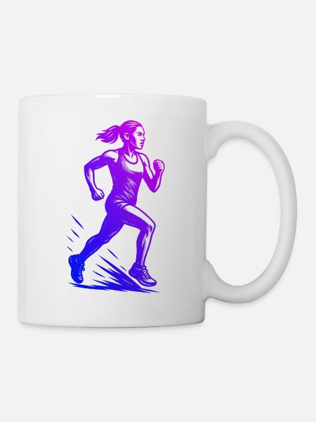 Modernes Running Artwork - Tasse - Weiß