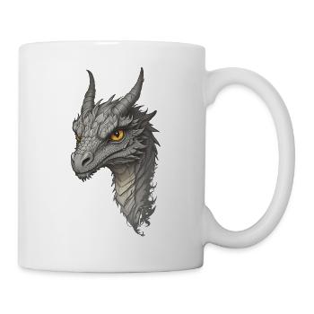 Dragon head illustration with golden eyes - Mug - white - Right