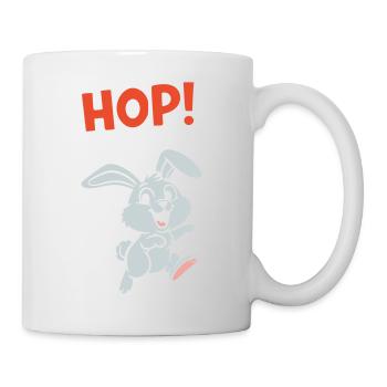 HOP! Bunny Jumping Comic Action Vector - Mug - white - Right