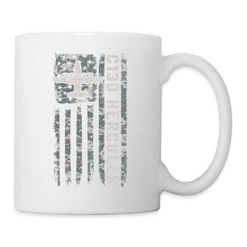 Camouflage militaire du drapeau américain du Hercule C130 - Mug blanc - blanc - Droite