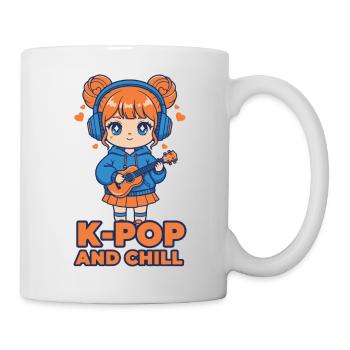 K-POP AND CHILL Cute Korean Kpop Music Anime Girl - Mug - white - Right