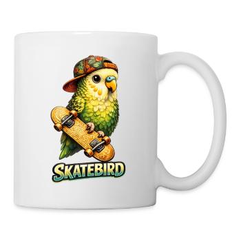 Skatebird – Perroquet tropical avec skateboard & Ca - Mug blanc - blanc - Droite