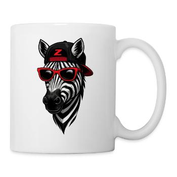 Cooles Zebra mit Cap und Sonnenbrille  - Tasse - Weiß - Rechts