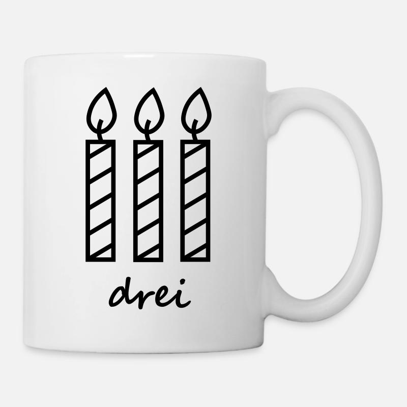 drei Geburtstagskerzen  - Tasse - Weiß