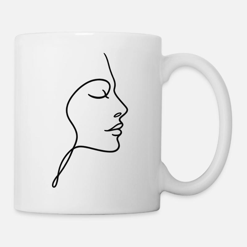 Liniengesicht Silhouette - Tasse - Weiß