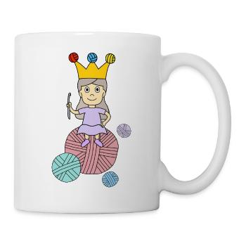 Little knitting queen with yarn ball - Mug - white - Right