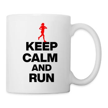 KEEP CALM AND RUN! JOGGING RACING SPORT FIT black - Mug - white - Right