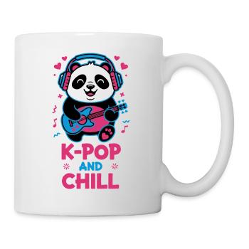 K-POP AND CHILL Cute Korean Kpop Music Panda - Mug - white - Right