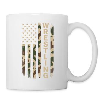 Wrestling USA Flag Camo Patriot Design - Mug - white - Right
