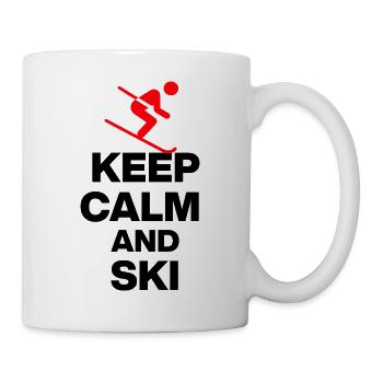 KEEP CALM AND SKI! FUN ON THE SLOPES AND HUT FUN s - Mug - white - Right
