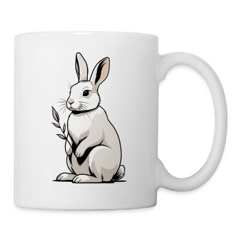 Lapin blanc à plante feuillue - Mug blanc - blanc - Droite