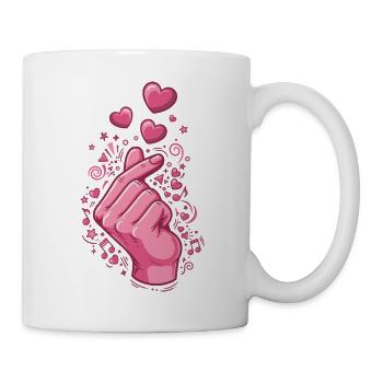 Finger Heart Kpop Koreanische Musik Süße Liebe Korea - Tasse - Weiß - Rechts
