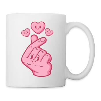 Kpop Koreanische Musik Niedliche Finger Herz Liebe Anime - Tasse - Weiß - Rechts