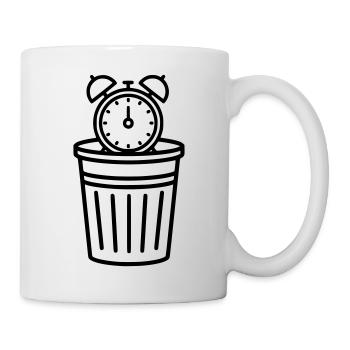 Wecker im Mülleimer Zeit - Tasse - Weiß - Rechts