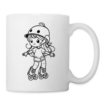 Roller Skating Mädchen Cartoon - Tasse - Weiß - Rechts