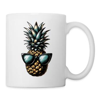 Ananas mit Sonnenbrille – Tropisches Flair - Tasse - Weiß - Rechts
