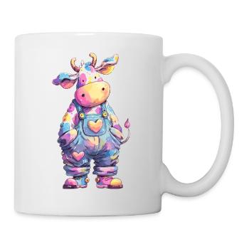 Pastel cow in colorful overalls - Mug - white - Right