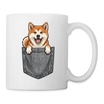 Akita Inu in the Pocket - Cute Japanese Dog - Mug - white - Right