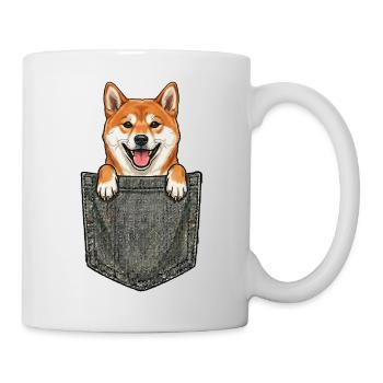 Shiba Inu - Cute Japanese Dog in the Pocket - Mug - white - Right