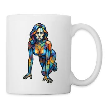 Femme colorée cubiste de verre - Mug blanc - blanc - Droite