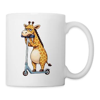 Girafe mignonne seule Dessin animé ennuyeux de scooter - Mug blanc - blanc - Droite