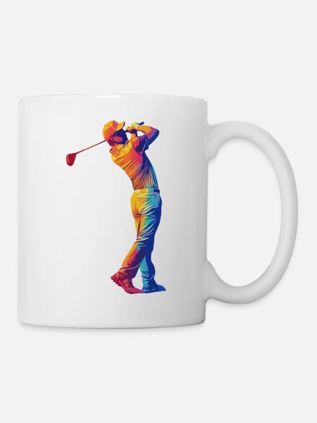 Regenbogen Golfer Swing - Tasse - Weiß