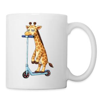 Süße Giraffe Roller Scooter Freundschaft Cartoon - Tasse - Weiß - Rechts