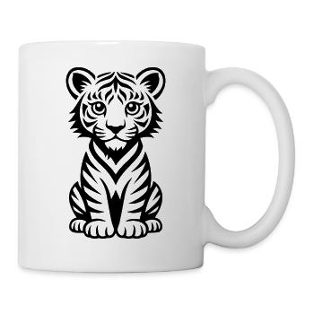 Minimal linear tiger for textiles - Mug - white - Right