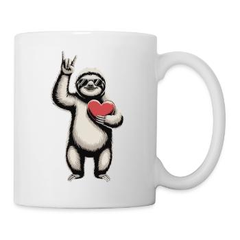 Cooles Faultier mit Herz - Tasse - Weiß - Rechts