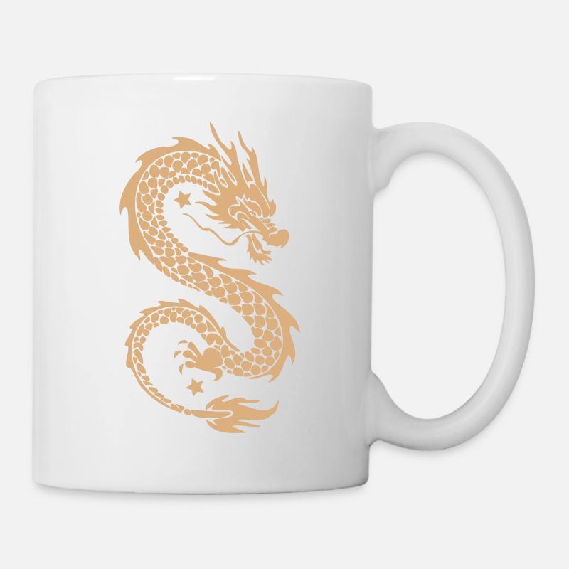 Goldene Himmelsdrachen-Silhouette - Tasse - Weiß
