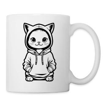 Kitten in a hoodie - Mug - white - Right