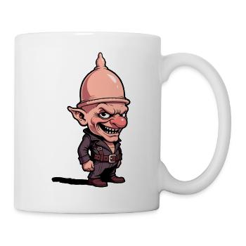 Grinsender Kobold im Helm - Tasse - Weiß - Rechts