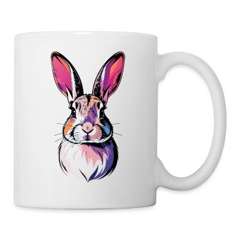 Colorful Rabbit Head Bunny Portrait Pop Art Art - Mug - white - Right