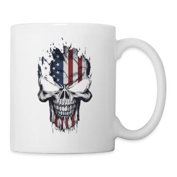 USA Totenkopf - Patriot Skull Design - Tasse - Weiß - Rechts