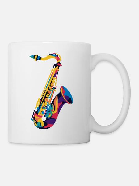 FarbSaxophon Kunstprint - Tasse - Weiß