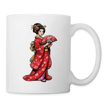 Geisha in cherry blossom kimono - Mug - white - Right