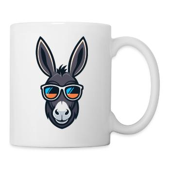 Esel-Cartoon-Stilisierte Sonnenbrille - Tasse - Weiß - Rechts